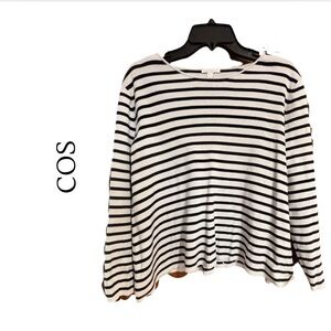 COS Black and White Striped Long Sleeve Top